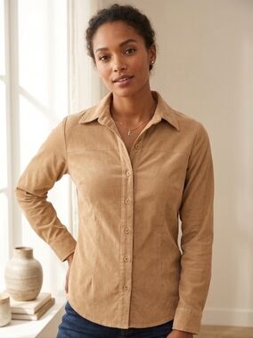 Tan button down shirt